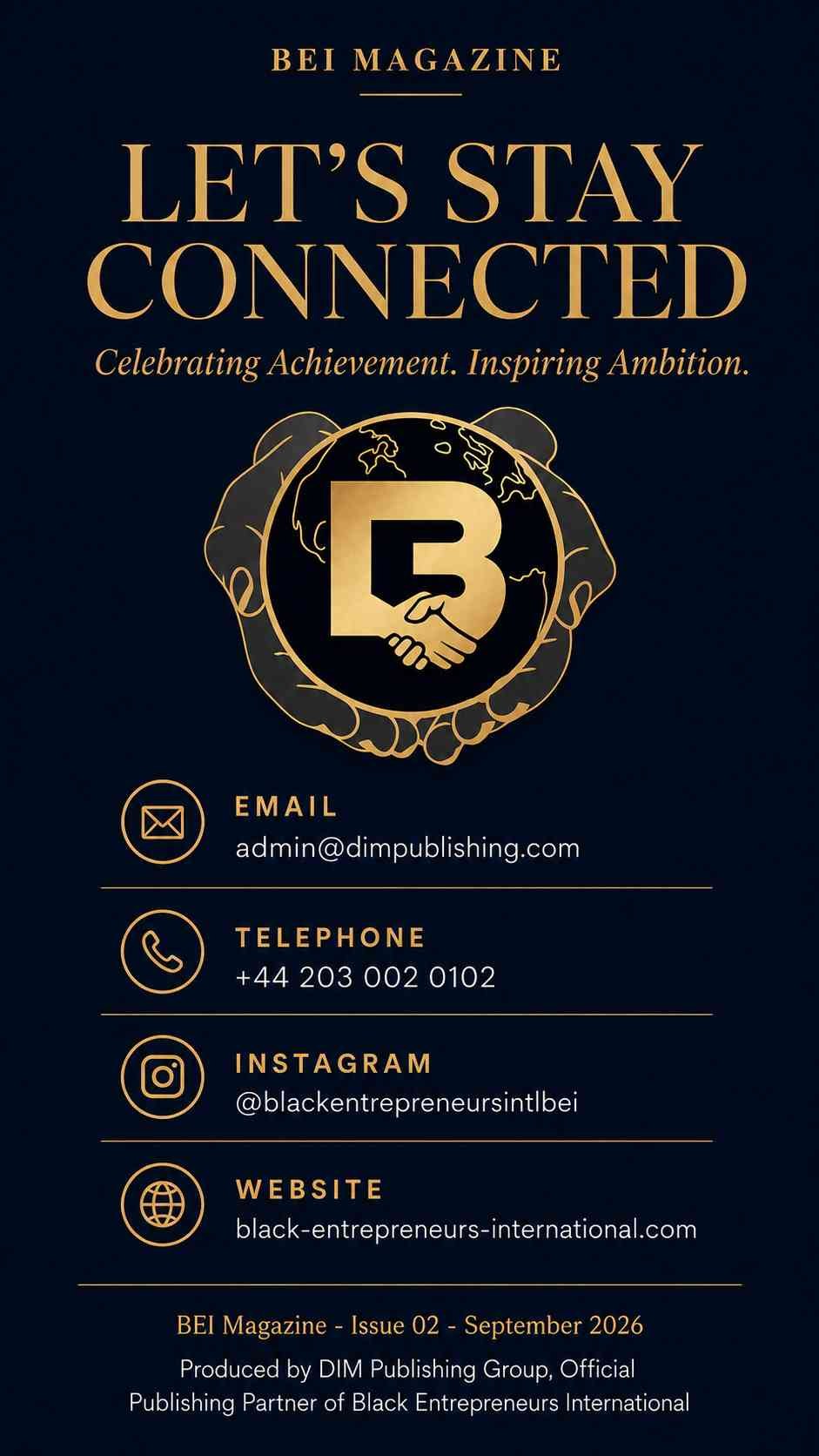 Let's stay connected — BEI Magazine contact details